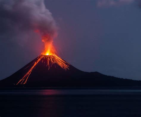 mount ruang volcano indonesia.